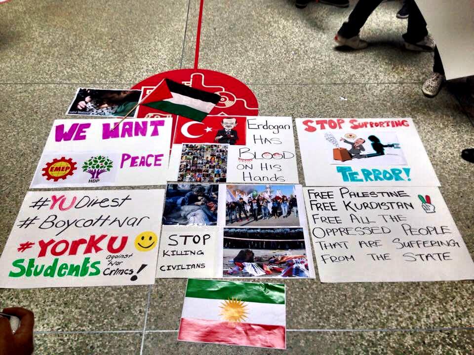Posters from a recent protest held by Students Against Israeli Apartheid at York University