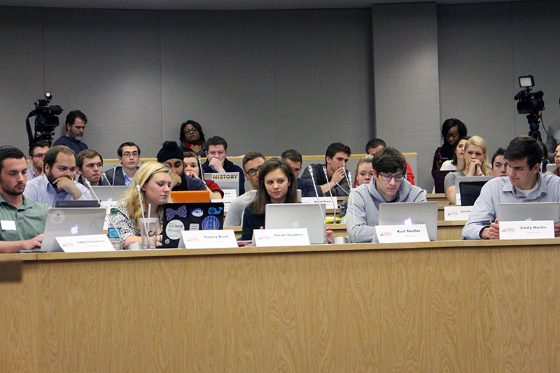 Members of USG listen during a meeting on Dec. 12. Credit: Lantern File Photo