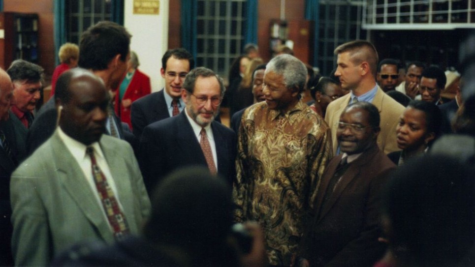 Benjamin Pogrund, with beard, next to Nelson Mandela (photo credit: courtesy Benjamin Pogrund)