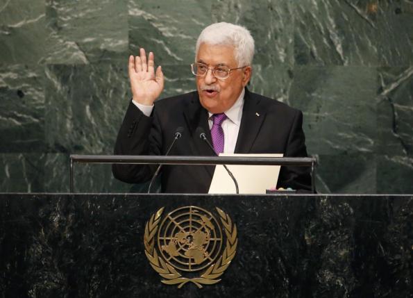Abbas addresses the UN General Assembly in September 2015.