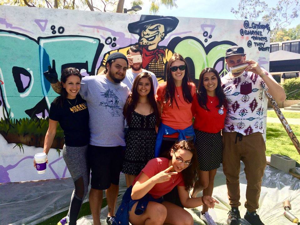 Cal State Students at CAMERA-supported 49ers for Israel event with Artists4Israel billboard project. Source: 49ers for Israel Facebook page.