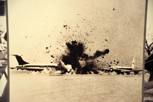 TWA Flight 840 being partially blown up as part of the hijacking. Source: adst.org
